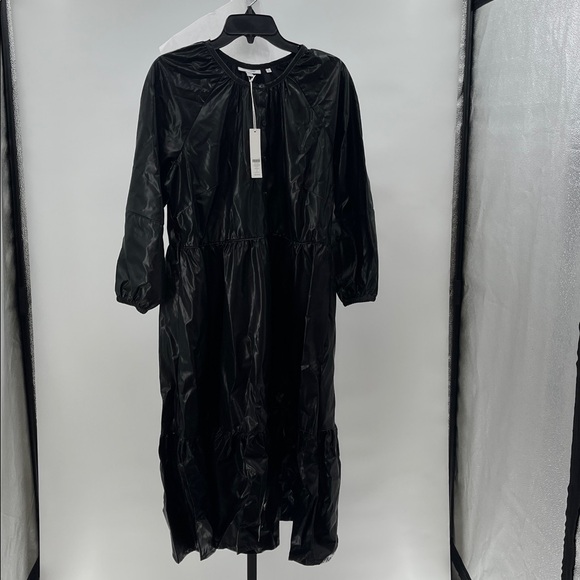 Chico's Black Pleather Tiered Midi Dress - Picture 1 of 4